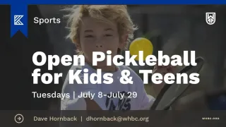 Kids & Teens Open Pickleball | Tuesdays, July 8-29