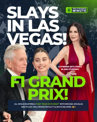 Catherine Zeta-Jones Stuns in a Chic Monochrome Look at the Las Vegas F1 Grand Prix