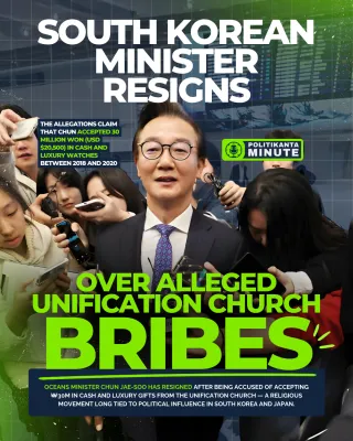 South Korea’s Political Shake-Up: Minister Resigns Over Alleged Bribes From Unification Church