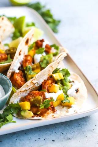 Chipotle Shrimp Tacos With Avocado Mango Salsa