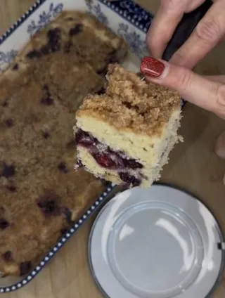 Cinnamon Blueberry Sourdough Coffee Cake