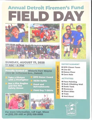 Annual Detroit Firemen's Fund Field Day. August 17th, 2025