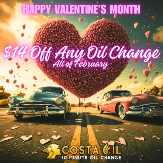 Show Your Car Some Love This Valentine’s Day at Costa Oil – 10 Minute Oil Change!
