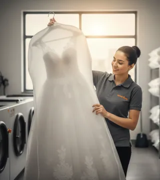 Impossible? Not with Woshbox! We rescued this formal dress from yellow stains.