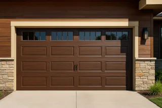 Brown Garage Doors with Windows | Warmth & Modern Style
