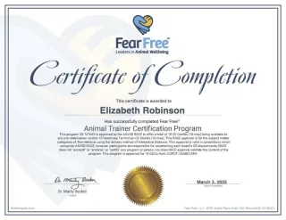 2B Dog Training is now Fear Free Certified