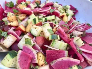 Watermelon Radish & Mint Summer Salad