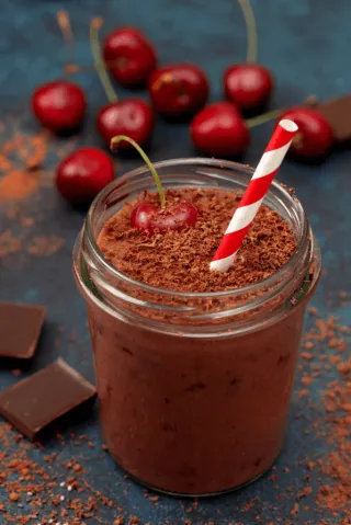 Dark Cherry Chocolate Smoothie (using ingredients only from your pantry & freezer)