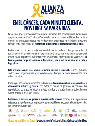 En el Cáncer, cada Minuto Cuenta. Nos Urge Salvar Vidas.
