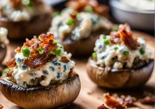 Receta de Hongos Rellenos con Queso Roquesort y Queso Crema