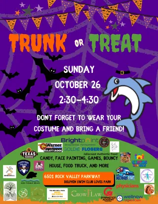 Dolphin Swim Club Trunk or Treat on October 26th, 2025