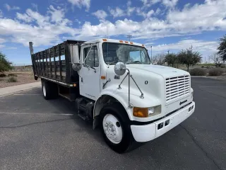 1998 International 4700 Stake Bed Flatbed 20' Tommy Gate