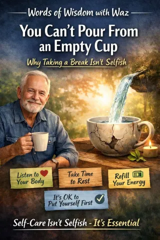 Words of Wisdom : with Waz You Can’t Pour From an Empty Cup: Why Taking a Break Isn’t Selfish