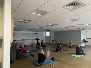 Friday Yoga Crowd Is Not Deterred by Cold and Snow