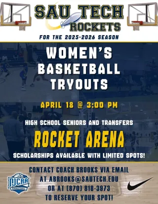 🚀 SAU Tech Rockets Women's Basketball Tryouts: Your Shot at the 2025–2026 Season Starts April 18!