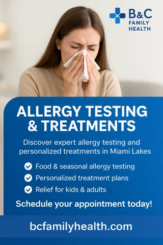 Allergy Testing & Treatments in Miami Lakes | B & C Family Health