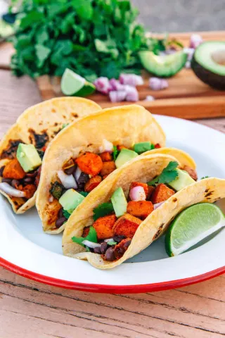 Sweet Potato, Black Bean, and Poblano Pepper Tacos