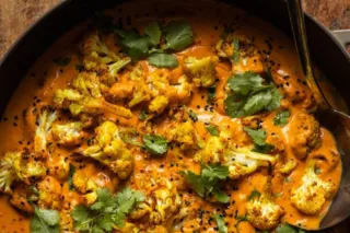 Spice-Roasted Cauliflower with Coconut Tomato Sauce & Lentils