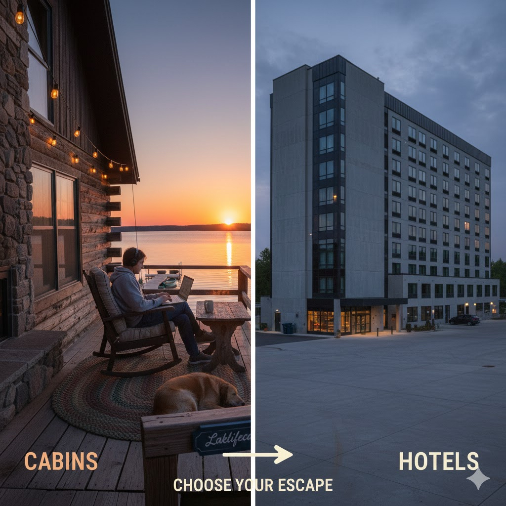 Cabin vs. Hotel: Why a Lake Life Cabin Stay Just Feels Better