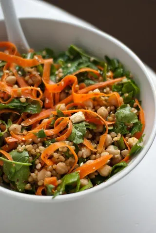 Arugula, Carrot & Chickpea Salad with Britestone Farm Wheat Berries