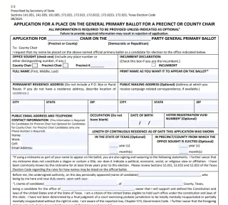 Precinct Chair Application Form