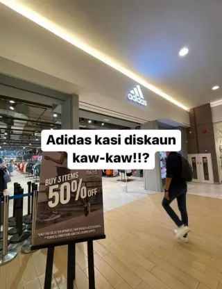 Adidas offer halfprice untuk semua item weh