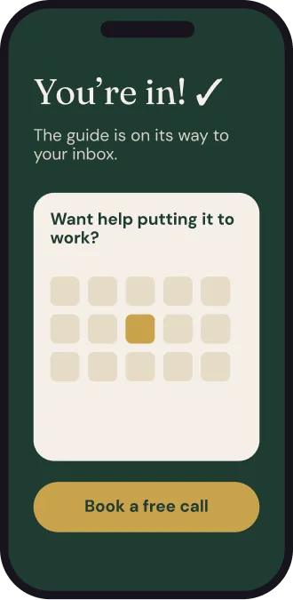 Thank-you page inviting readers to book a call