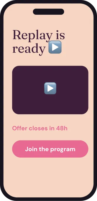 Webinar replay page on a phone