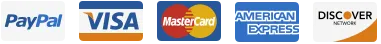 PayPal, Visa, Mastercard, American Express, Discover