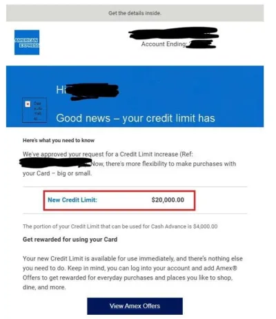 $20.000 Amex raises the limit