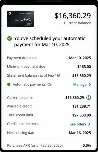 $97.600 Chase Ink · Lars L.