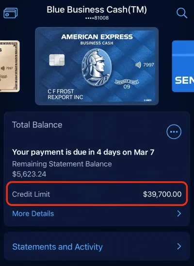 $39.700 Amex Blue Business · Thomas R.