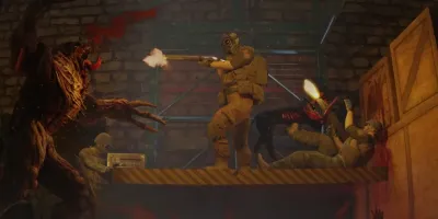 A zombie lunging at players in the VR horror game Kernel: Survival