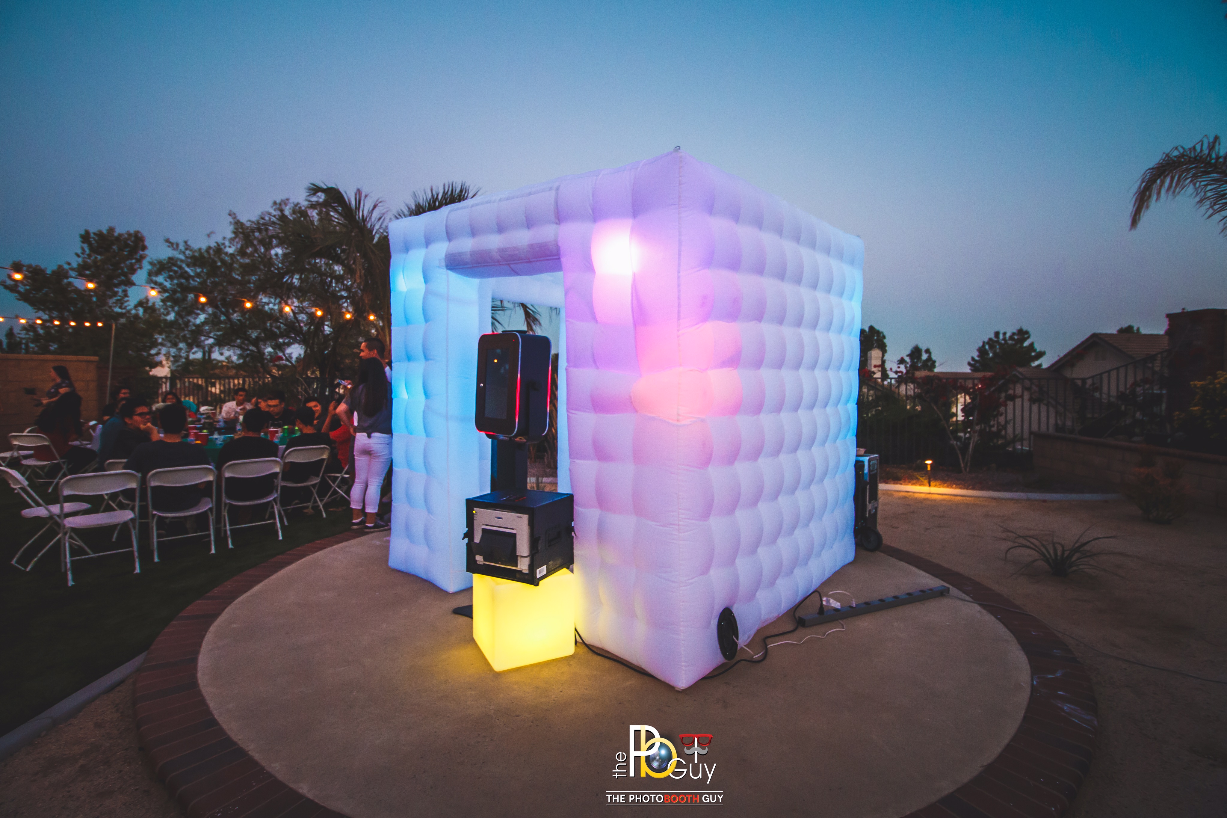 Guests using photo booth
