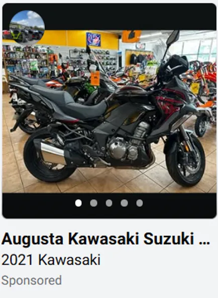 Facebook Marketplace ad from Augusta Kawasaki Suzuki for a 2021 Kawasaki