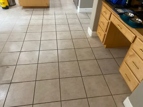 Kitchen tile and grout before professional deep cleaning in San Jose CA