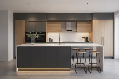 Staged modern kitchen for sold portfolio property