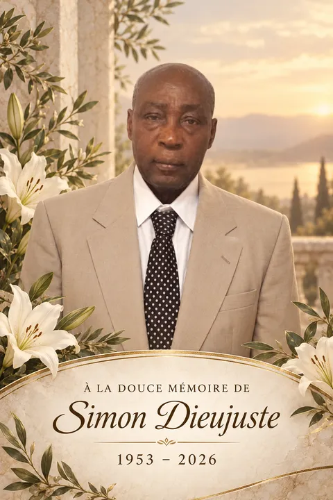 Affiche commémorative de Simon Dieujuste, 1953–2026
