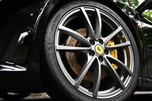 Ferrari wheel and carbon ceramic brake detail