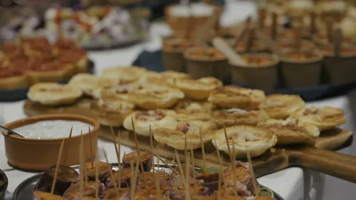 Canapes and tartlets on platters at an event at The Fig Tree, Shanklin