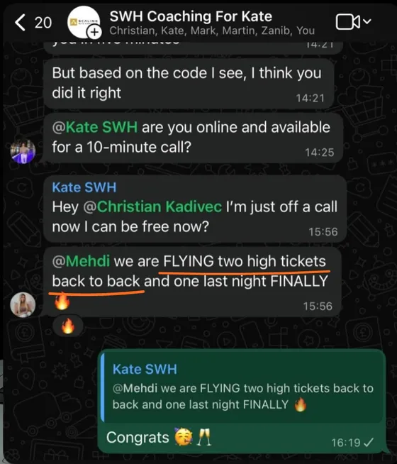 Kate: two high tickets back to back