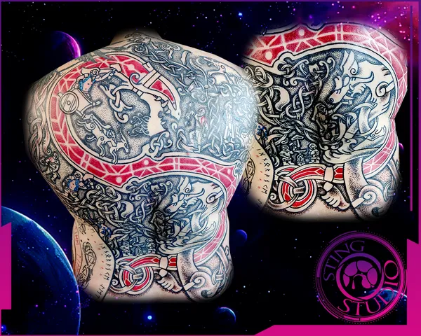 Complete god of war back tattoo by Derrick at Sting Studio Ottawa