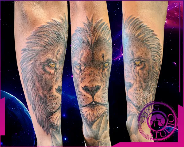 Lion forearm tattoo by Derrick at Sting Studio Ottawa