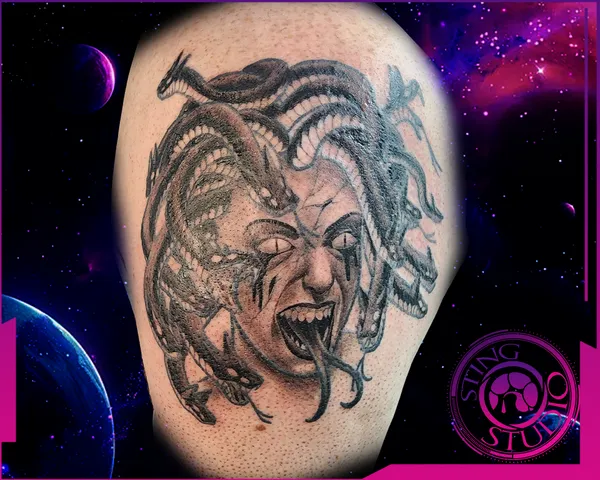 Medusa slayes tattoo by Derrick at Sting Studio Ottawa