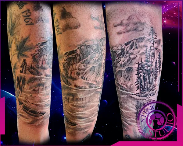 Landscape tattoo by Derrick at Sting Studio Ottawa