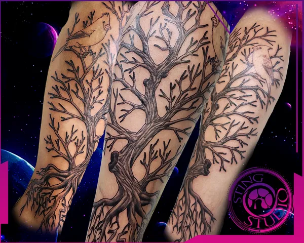 Dead tree tattoo by Derrick at Sting Studio Ottawa