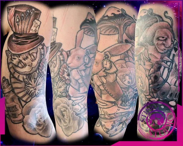 Alice in wonderland halfsleeve tattoo by Derrick at Sting Studio Ottawa