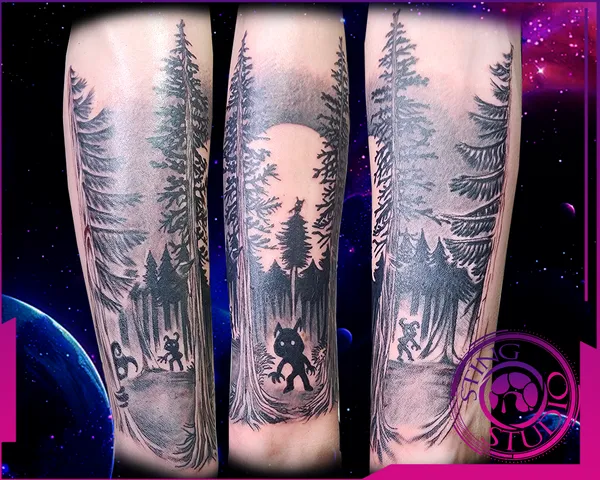 Dark forest gremlins tattoo by Derrick at Sting Studio Ottawa