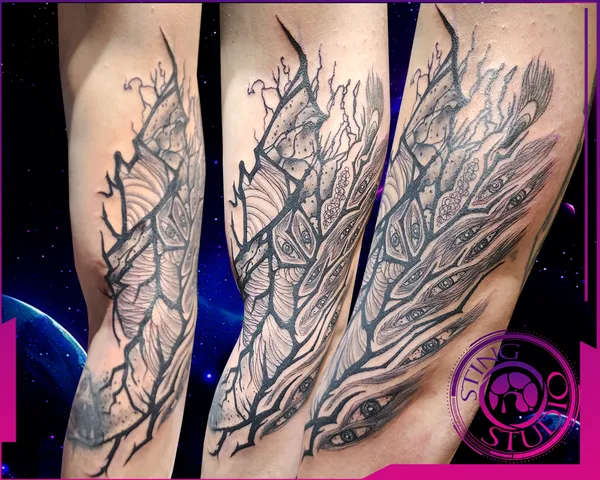 Abstract brutal blackwork tattoo by Derrick at Sting Studio Ottawa