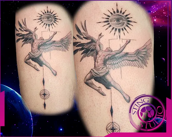 Icarus eye and geometry tattoo by Derrick at Sting Studio Ottawa